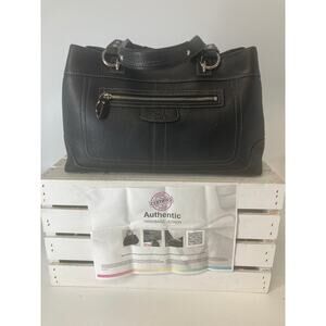 COACH 14425 LARGE BLACK PEBBLED LEATHER HANDBAG